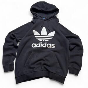 Adidas Men’s Hoodie Medium M Black Spell Out Big Logo Pullover